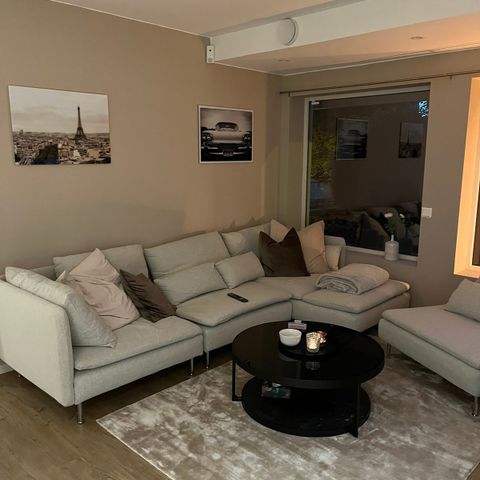 SÖDERHAMN 4-seters sofa, med sjeselong/Gunnared beige + 1-seters modul