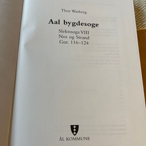 Bøker til Slektsforskning~Aal bygdesoge~ Bokserie