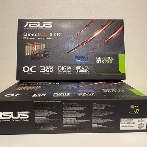 2 stk Asus GeForce GTX 780 3GB