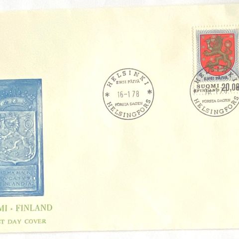 Finland 1978 Riksvåpen Suppleringsverdi AFA 830 FDC