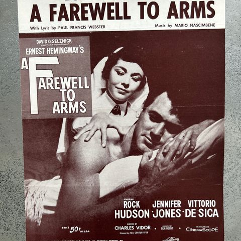 Noter - Love Theme from A Farewell to Arms - av Ernest Hemingway