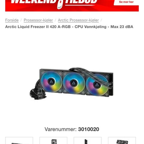 Arctic Liquid Freezer II 420 A-RGB - CPU Vannkjøling - Max 23 dBA