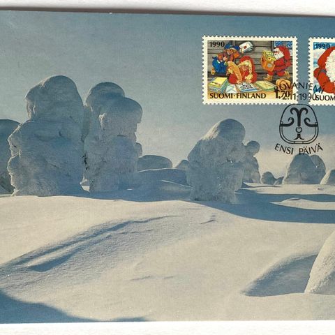 Finland 1990 Julefrimerker AFA 1114-1115 På kort fra frimerketjenesten