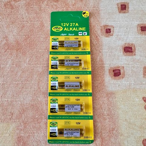 HELT NYE ALKALINE GP ALKALISKE BATTERIER 12V, 27A, 5 STK.