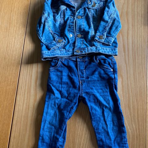 Lindex jakke og bukser i denim str 80