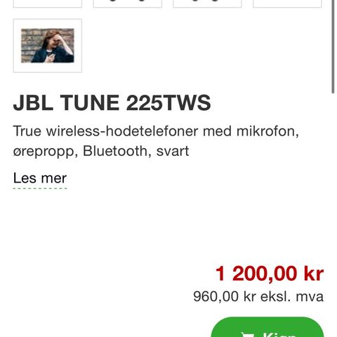 JBL TUNE 225 TRUE WIRELESS ØRETELEFONER