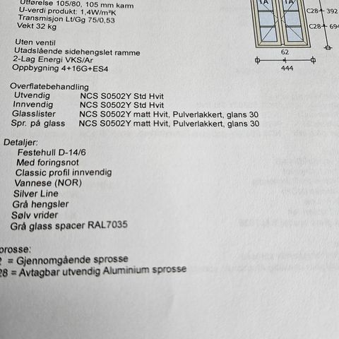 3 stk nye 89x109 2rams vinduer selges til under halv pris.