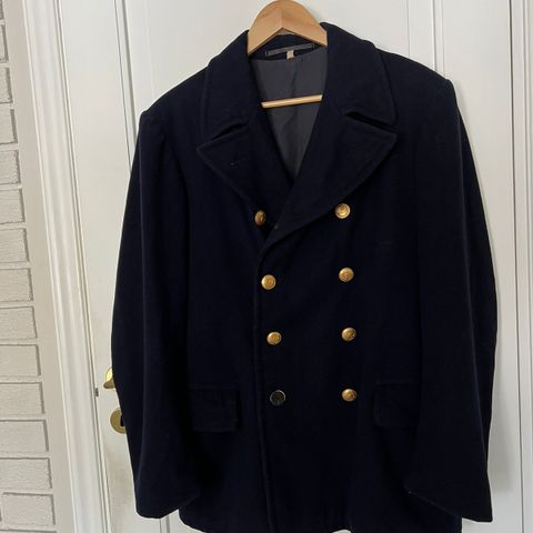 Vintage uniformjakke i ullstoff sjøforsvaret str  50. SE bilde m/mål