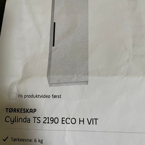 Tørkeskap Cylinda TS 2190 ECO Hvit