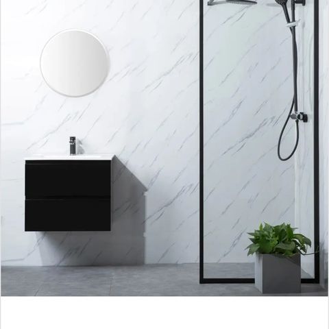 Bathlife Profil Dusjvegg 100 cm, Sort Matt/Klart Glass