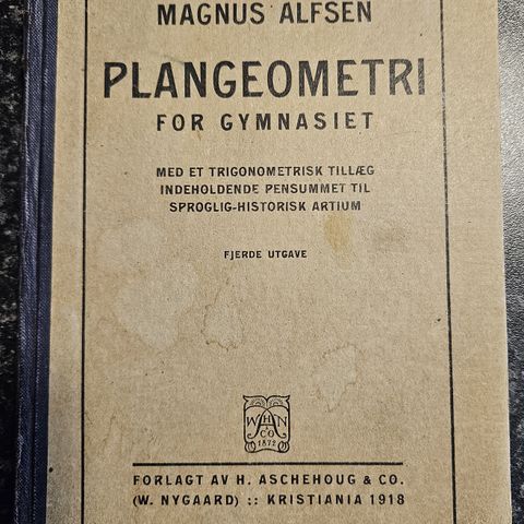Magnus Alfsen - Plangeometri For Gymnasiet (4.utg 1918)