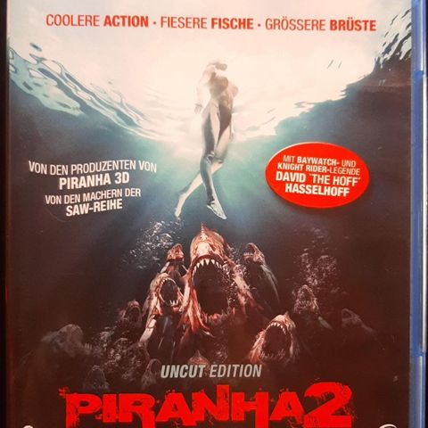 PIRANHA 2 UNCUT EDITION (Tysk Import) Engelsk tale ACTION HORROR KOMEDIE