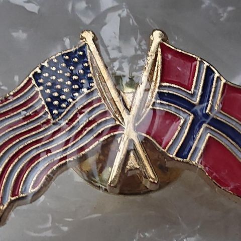 Vennskapsflagg pins USA - Norge selges