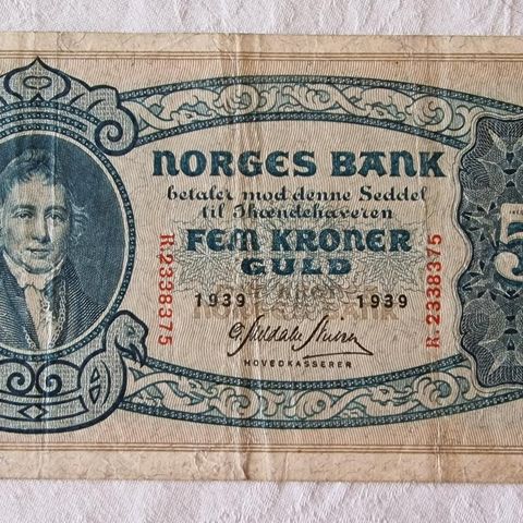 Norsk 5 Kroner (1939) "R" Serie