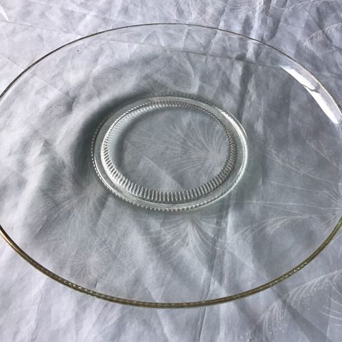 Eldre kakefat i glass Ø 32,5 cm, fra ca 1955-60, Retro