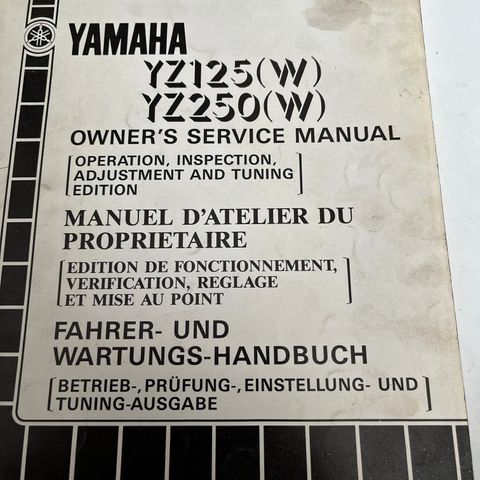 Orginal Yamaha YX125 og YZ250 owner’s service manual