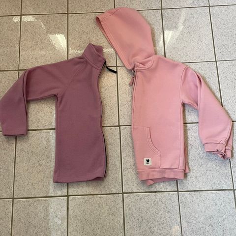 Str 6-8 og 8-10 år - Fleece jakke lys lilla og rosa tykk hettejakke, selges