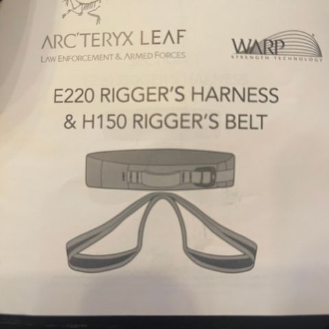 Arcteryx riggers belt og riggers harness