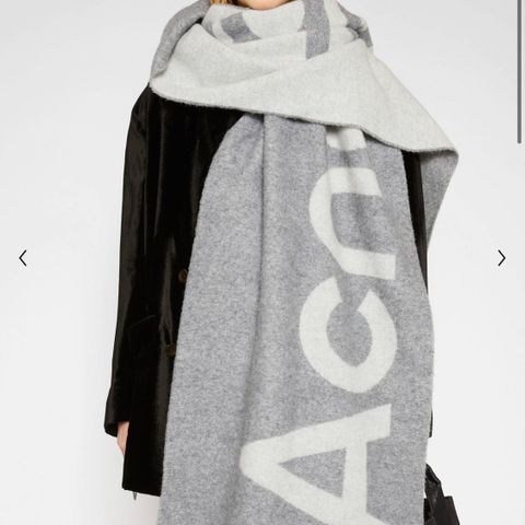 Acne Studios Logo Jacquard scarf skjerf i grey grå ull wool NY