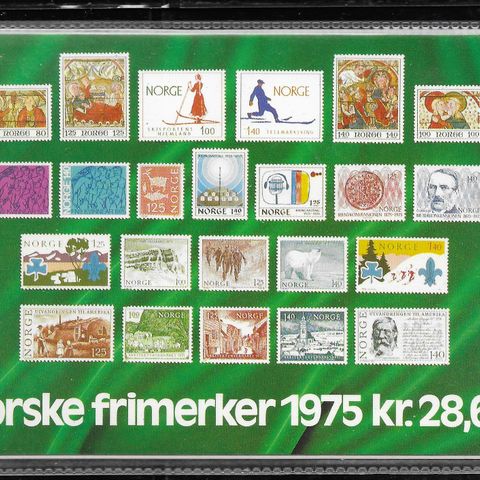 Årssett 1975. Postfriske, klebefrie merker