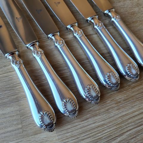 Store pene kniver i Musling sølvplett fra Magnus Aase