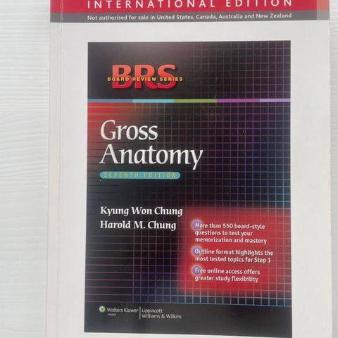Gross Anatomy, BRS, engelsk, 7. utgave ny