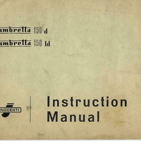 Original Instuction Manual Lambretta 150 d og ld