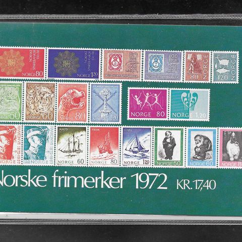 Årssett 1972. Postfriske, klebefrie merker