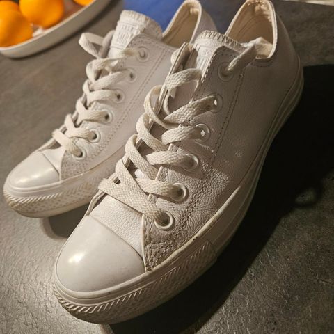 Hvite skinn sko Converse 37, 5