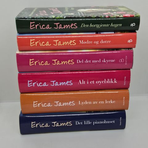 6 stk Erica James hardcover bøker