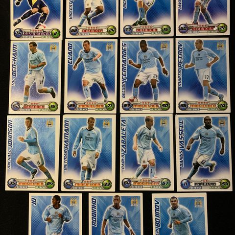 Manchester City Team set fra 2008/09 sesongen selges. - 15 Fotballkort