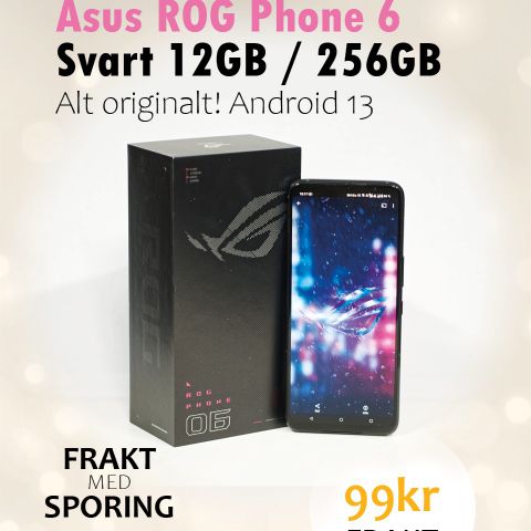 Asus ROG Phone 6 6.78" 12GB/256GB | MED GARANTI | Svart (AI2201_C)