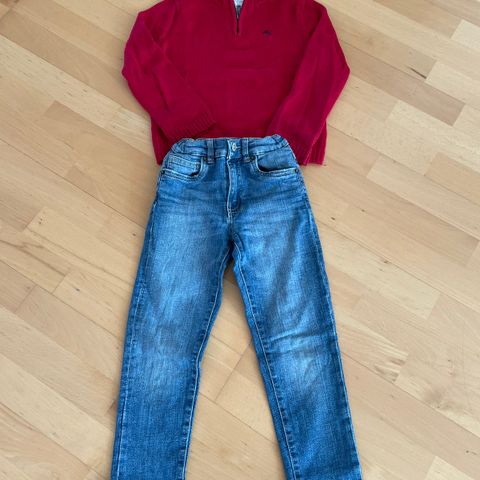 Zara jeans & Tommy Bahama halfzip genser barn str 6/7 år