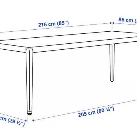 IKEA TEGELØN Bord, utendørs, mørk grå/svart, 216x86 cm