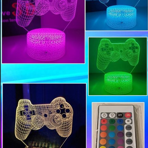 Gaming lampe, 3D illusjons lampe av gaming konsoll. 16 forskjellige farger