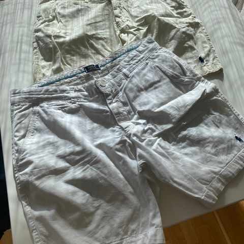 Herreklær shorts hvit og lysegul begge for 1300kr