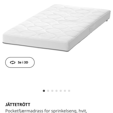 IKEA Jättetrött barnemadrass til sprinkelseng + tisselaken - UBRUKT