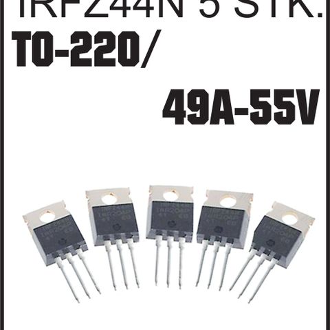 5 STK. IRFZ44N IRFZ44 N-Channel 49A 55V MOSFET NYE-FRAKTFRITT!