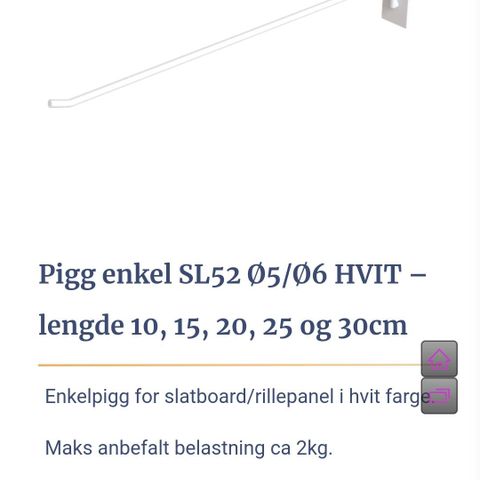 Pigg til slatboard / rillepanel 30 cm - 74 stk