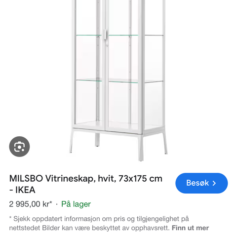 MILSBO IKEA vitrineskap