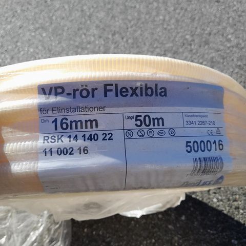 Vp-rør flexibla 16mm ca 20m