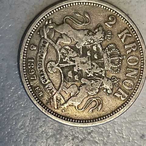 2 Kronor OSCAR ll . Sveriges och Norges Konung 1897