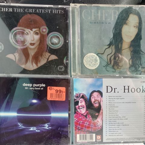 9 stk CDer Deep Purple, Cher, dr. Hook, Magnus Uggla med flere