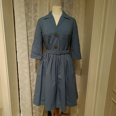 Vintage Midi Kjole 'Dusky blue' Original 1950s