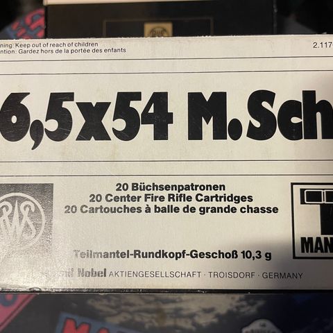 Skudd 6,5x54 Mannlicher