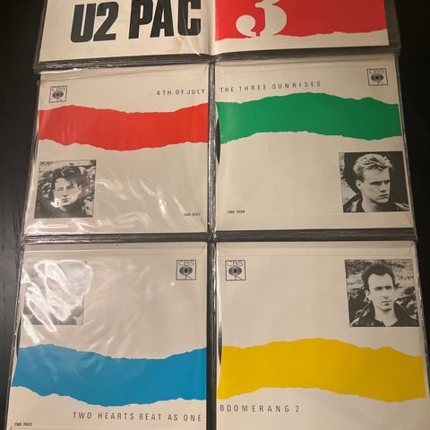 U2 - pac 3, 4 x 7’ singler i plastoppheng, utgitt CBS Irland 1985