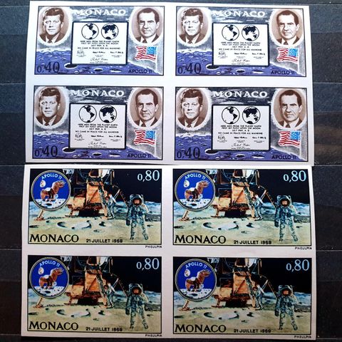 Monaco 1970 Apollo 11 Space IMPERFORATE komplett sett MNH - Yvert verdi € 440,00