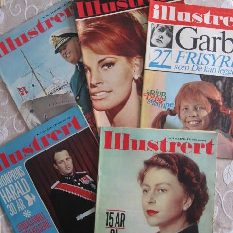 illustrert - familieblad - 1967 og 1969 - 5 stk. - med kjente personer.*****