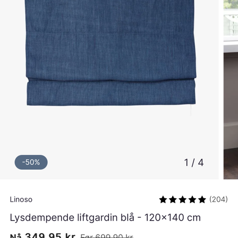 2stk Liftgardin lystett 90% 120x140 "Dongri blå"