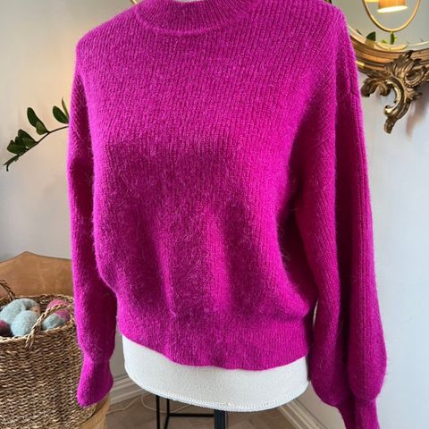 Bright pink jumper in alpaca blend, H&M